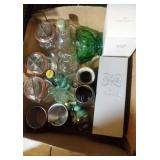 Ball jars with bails, copper cups, green candy