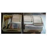 2 recipe boxes with alphabetical recipes cards