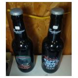 2 large Budweiser novelty bottles - Happy Holidays