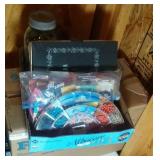 bead kit, jar of buttons, Bias tape, Pattern Cams