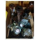 large lot of candle sticks and candle holders