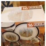 16 piece stoneware White Tail Deer dishes in box