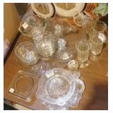 clear glass lot - custard cups, serving platter,