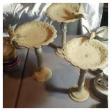 3 small bird baths - stand 12 inches