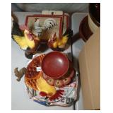 Chicken lot - 2 plates, 2 statues, 2 hot pads, 3
