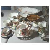 small cups, sugar and creamer, cups and saucer