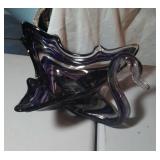 purple glass swan - estimating 12 inch across