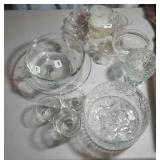 cut glass and crystal lot - basket, bowls and cups