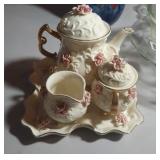 4 piece tea rose tea service set