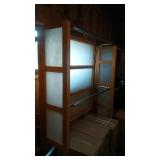 2 clothes display racks with display on back,