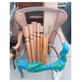 antique chair frame, 1 set of kitchen table legs
