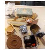 vintage band aids, hooks, fish decor, metronome,