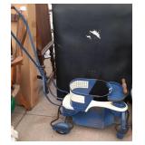 vintage blue and white push metal stroller with
