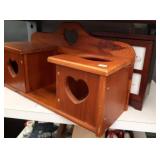 wood Kleenex heart shaped cabinet, and photo