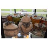 office coffee mugs, blue/white plate and 2 cups,