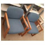 2 blue waiting room chairs