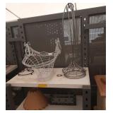 white wire basket, lamp shade, "Live Laugh Love"