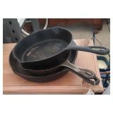 3 cast iron skillets - 2 marked Sidney