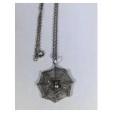 Sterling Silver spider and web pendant - 6.6 total