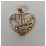 14k yellow gold pendant, 1.3 grams, "#1 Mom",