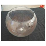 large glass display bowl, marked Made in Mexico