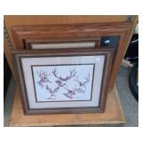 3 deer framed wall art - largest is 22 inch by 18