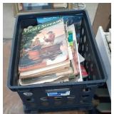 crate of vintage magazines - Field & Stream, Coins