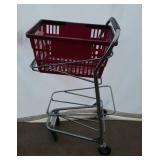 shopping dolly and purple shopping basket