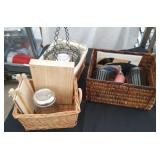 3 baskets with contents - 2 sets of 3 canisters