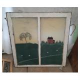 painted window frame (29 inch by 29 inch), Burton