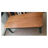 wood and green coffee table - 48 inch by 24 inch