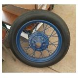 vintage car tire with spoke rim