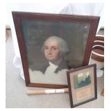 framed picture of George Washington, print of