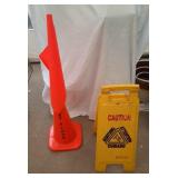 Caution Sign, Wet Floor cone & orange flag