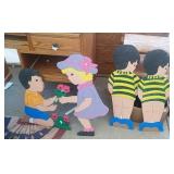 4 wood cutouts of kids - 32 inch tall