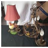 Rooster chandelier and rooster lamp