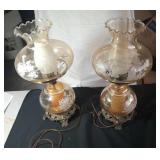 2 matching electric oil lamps - stand 21 inches