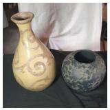 Green vase (15 inches) & gray round vase (8 inch)