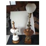 2 lamps and globe - stand 21 inch and 27 inch