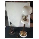 horse base lamp & tall white lamp
