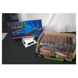 40+ personalized pocket knives and solar display