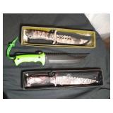 3 long blade knives with sheaths - 9 inch to 13