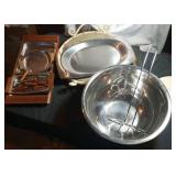 serving tray, paper towel holder, fondue forks