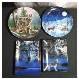 4 Bradford Exchange wolf plates