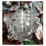 glass steins, stone brown mugs, county quilting