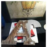 large "A" and "J", picture board, stencil letter,