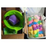 Easter lot - rabbits, eggs, toy watering cans,