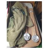 2 ice fishing tip ups, gun cleaning tool and hand