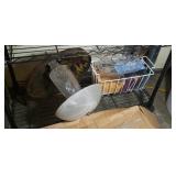 1 lamp bird feeder, partial feeder, contents of