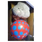 large stuffed bunny & large play ball, Nerf Tek 10